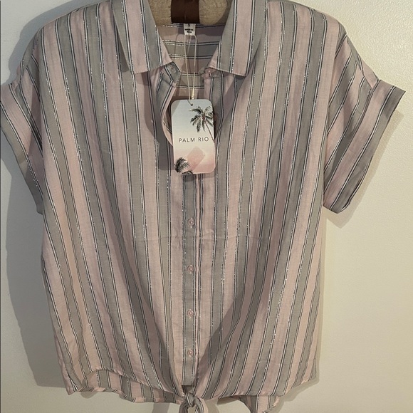 Women's Pink Striped Blouse - Picture 1 of 5